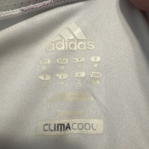 ACM AC Milan Fly Emirates Adidas Kit Soccer Jersey S/S Mens Size M White Red - Picture 4 of 8